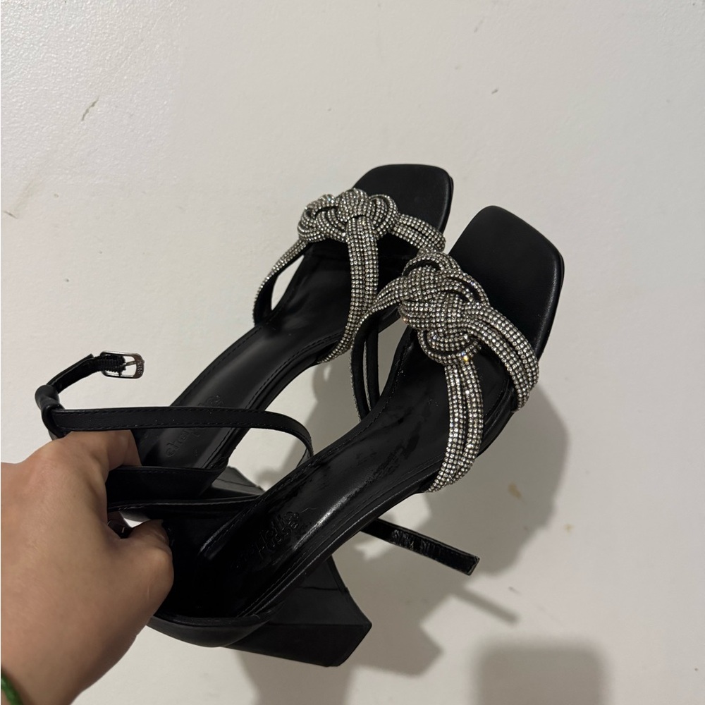 Charlote Russe Rhinestone Strappy black Heels